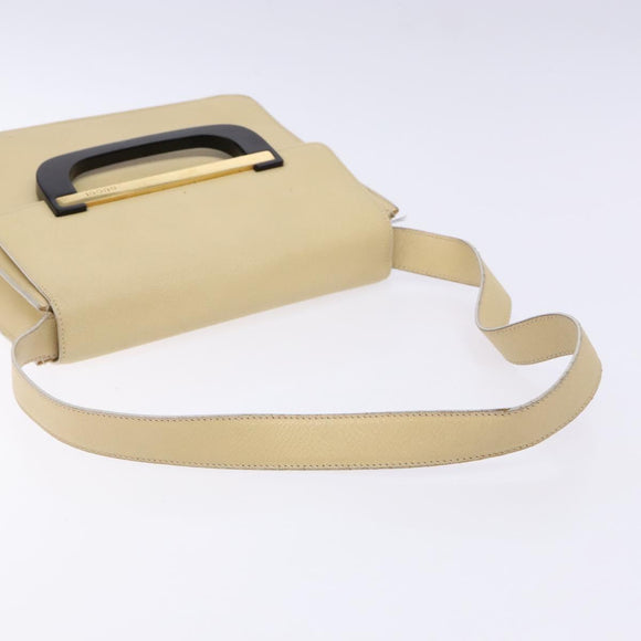 GUCCI Shoulder Bag Leather Cream Gold Auth BA4121