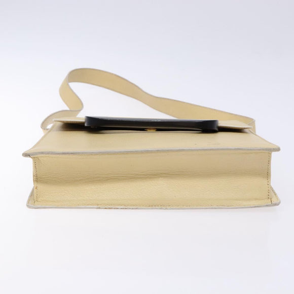 GUCCI Shoulder Bag Leather Cream Gold Auth BA4121