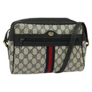 GUCCI GG Supreme Sherry Line Shoulder Bag PVC Navy Gold 98 02 005 Auth BA4122-1