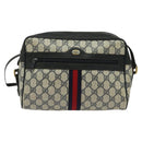 GUCCI GG Supreme Sherry Line Shoulder Bag PVC Navy Gold 98 02 005 Auth BA4122-13