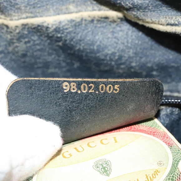 GUCCI GG Supreme Sherry Line Shoulder Bag PVC Navy Gold 98 02 005 Auth BA4122