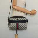 GUCCI GG Supreme Sherry Line Shoulder Bag PVC Navy Gold 98 02 005 Auth BA4122-21
