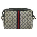 GUCCI GG Supreme Sherry Line Shoulder Bag PVC Navy Gold 98 02 005 Auth BA4122-2