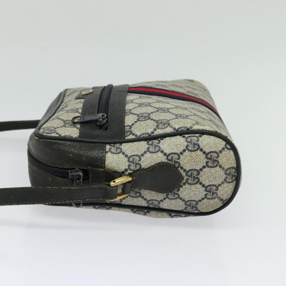 GUCCI GG Supreme Sherry Line Shoulder Bag PVC Navy Gold 98 02 005 Auth BA4122