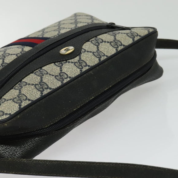 GUCCI GG Supreme Sherry Line Shoulder Bag PVC Navy Gold 98 02 005 Auth BA4122