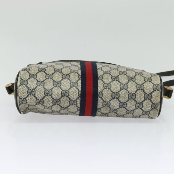 GUCCI GG Supreme Sherry Line Shoulder Bag PVC Navy Gold 98 02 005 Auth BA4122