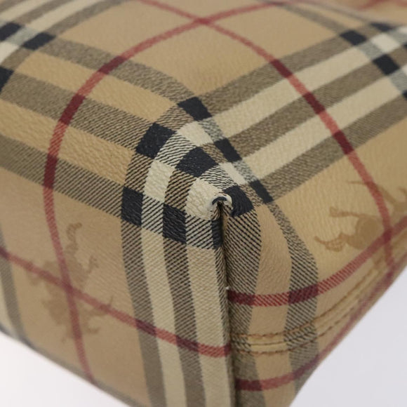 BURBERRY Nova Check Shoulder Bag PVC Beige Gold Auth BA4127