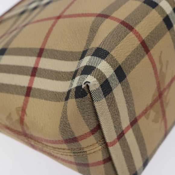 BURBERRY Nova Check Shoulder Bag PVC Beige Gold Auth BA4127