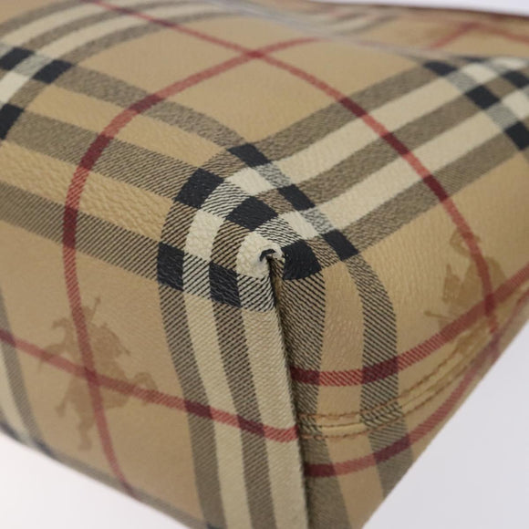 BURBERRY Nova Check Shoulder Bag PVC Beige Gold Auth BA4127