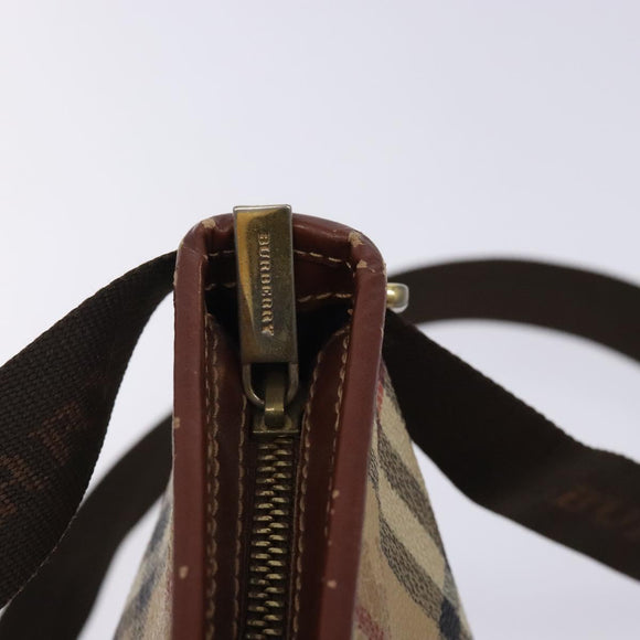 BURBERRY Nova Check Shoulder Bag PVC Beige Gold Auth BA4127