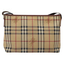 BURBERRY Nova Check Shoulder Bag PVC Beige Gold Auth BA4127-13