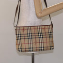 BURBERRY Nova Check Shoulder Bag PVC Beige Gold Auth BA4127-21
