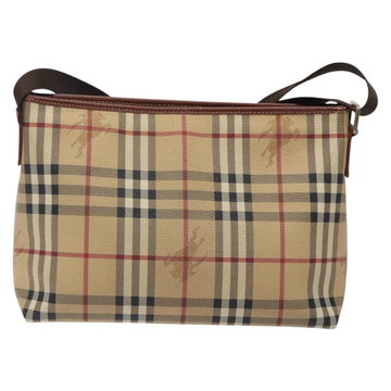 BURBERRY Nova Check Shoulder Bag PVC Beige Gold Auth BA4127 - 0