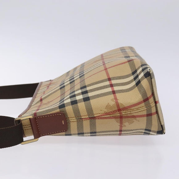 BURBERRY Nova Check Shoulder Bag PVC Beige Gold Auth BA4127