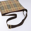 BURBERRY Nova Check Shoulder Bag PVC Beige Gold Auth BA4127-7