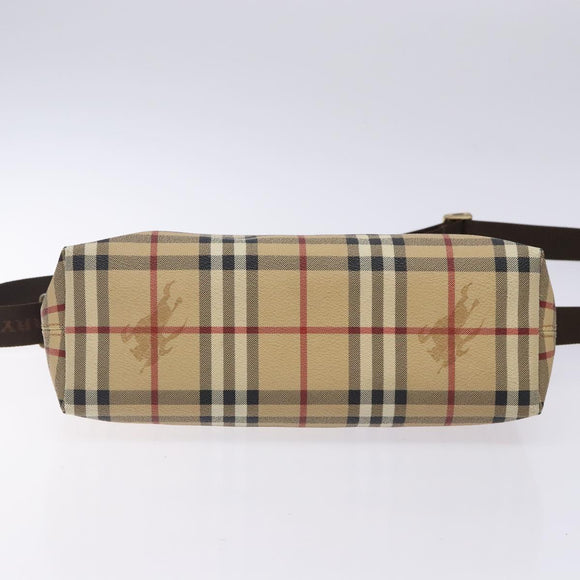 BURBERRY Nova Check Shoulder Bag PVC Beige Gold Auth BA4127