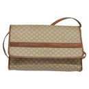 CELINE Macadam Canvas Shoulder Bag PVC Beige Gold Auth BA4128-13