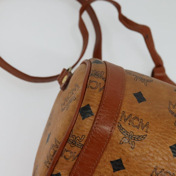 MCM Logogram Vicetos Shoulder Bag PVC Leather Brown Gold Auth BA4155