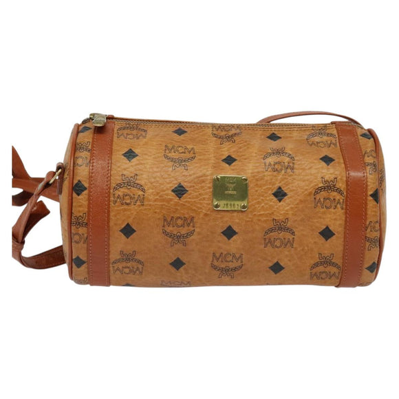 MCM Logogram Vicetos Shoulder Bag PVC Leather Brown Gold Auth BA4155