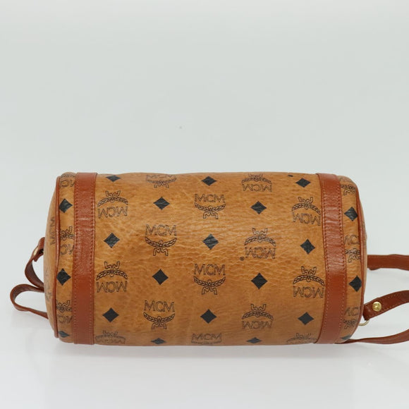 MCM Logogram Vicetos Shoulder Bag PVC Leather Brown Gold Auth BA4155