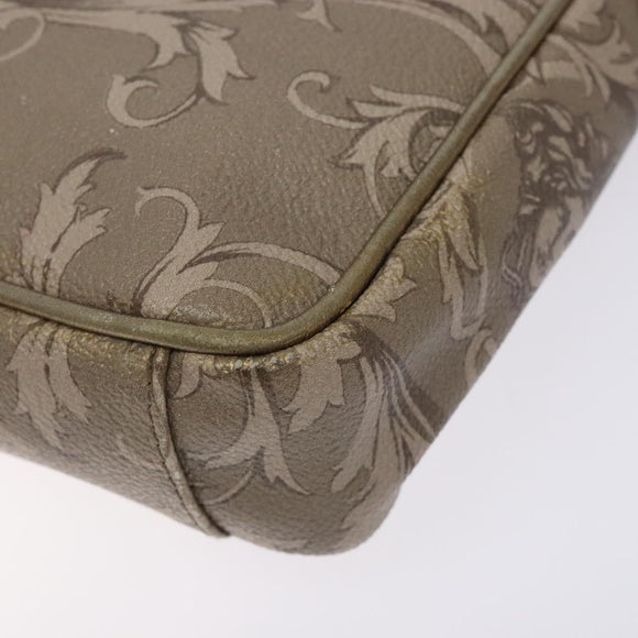 VERSACE Chain Shoulder Bag PVC Canvas Beige Gold Auth BA4156