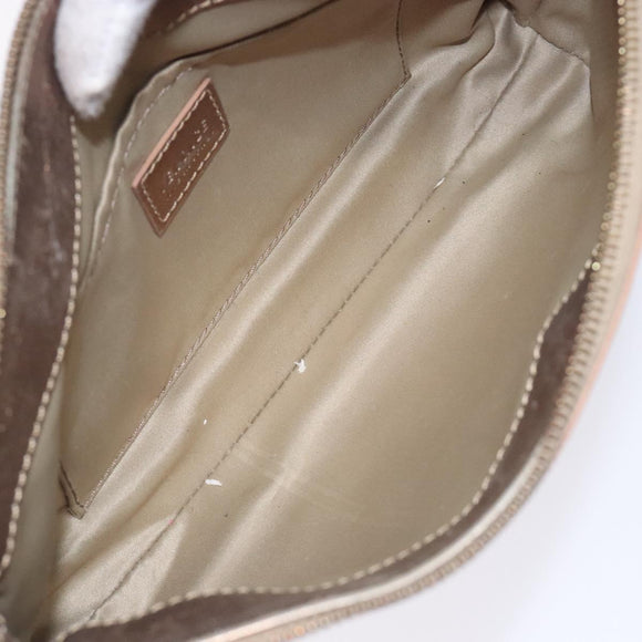 VERSACE Chain Shoulder Bag PVC Canvas Beige Gold Auth BA4156