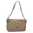 VERSACE Chain Shoulder Bag PVC Canvas Beige Gold Auth BA4156-1