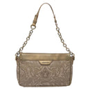 VERSACE Chain Shoulder Bag PVC Canvas Beige Gold Auth BA4156-13