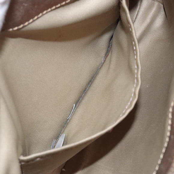 VERSACE Chain Shoulder Bag PVC Canvas Beige Gold Auth BA4156