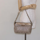 VERSACE Chain Shoulder Bag PVC Canvas Beige Gold Auth BA4156-22