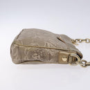 VERSACE Chain Shoulder Bag PVC Canvas Beige Gold Auth BA4156-3