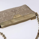 VERSACE Chain Shoulder Bag PVC Canvas Beige Gold Auth BA4156-6