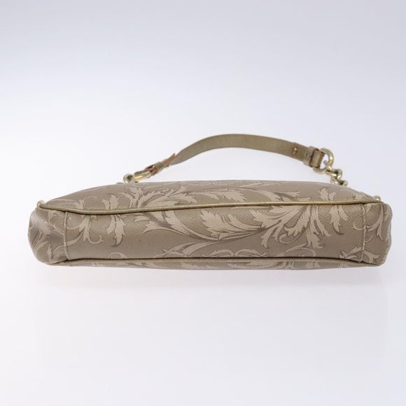 VERSACE Chain Shoulder Bag PVC Canvas Beige Gold Auth BA4156