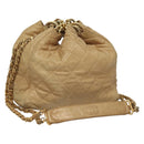 CHANEL Matelasse Chain Shoulder Bag Lamb Skin Beige Gold CC Auth BA4158-1
