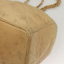 CHANEL Matelasse Chain Shoulder Bag Lamb Skin Beige Gold CC Auth BA4158-14