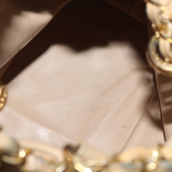 CHANEL Matelasse Chain Shoulder Bag Lamb Skin Beige Gold CC Auth BA4158
