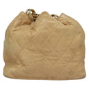 CHANEL Matelasse Chain Shoulder Bag Lamb Skin Beige Gold CC Auth BA4158-2
