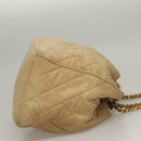 CHANEL Matelasse Chain Shoulder Bag Lamb Skin Beige Gold CC Auth BA4158-3