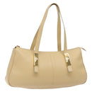 Gianni Versace Shoulder Bag Leather Beige Gold Auth BA4159-1