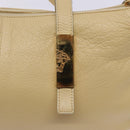 Gianni Versace Shoulder Bag Leather Beige Gold Auth BA4159-14