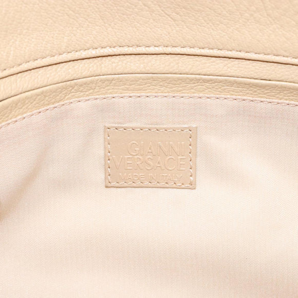 Gianni Versace Shoulder Bag Leather Beige Gold Auth BA4159