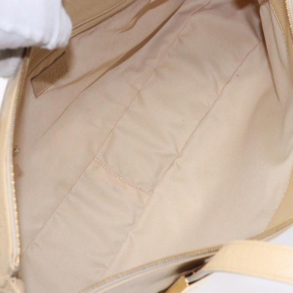 Gianni Versace Shoulder Bag Leather Beige Gold Auth BA4159