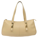 Gianni Versace Shoulder Bag Leather Beige Gold Auth BA4159-2