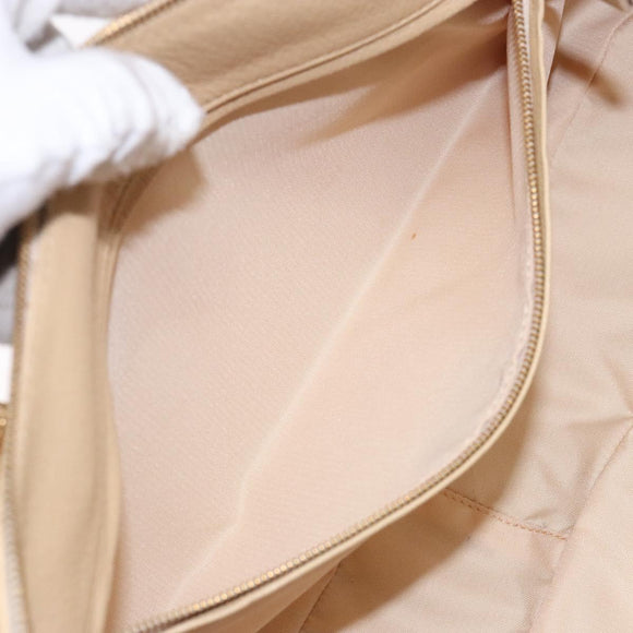 Gianni Versace Shoulder Bag Leather Beige Gold Auth BA4159