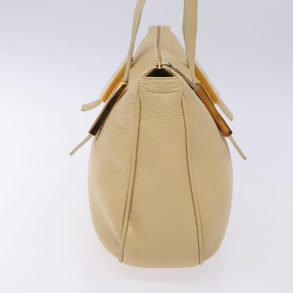 Gianni Versace Shoulder Bag Leather Beige Gold Auth BA4159