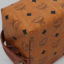 MCM Logogram Vicetos Pouch PVC Leather Brown Gold Auth BA4160-15