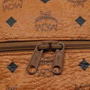 MCM Logogram Vicetos Pouch PVC Leather Brown Gold Auth BA4160-9