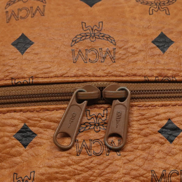 MCM Logogram Vicetos Pouch PVC Leather Brown Gold Auth BA4160