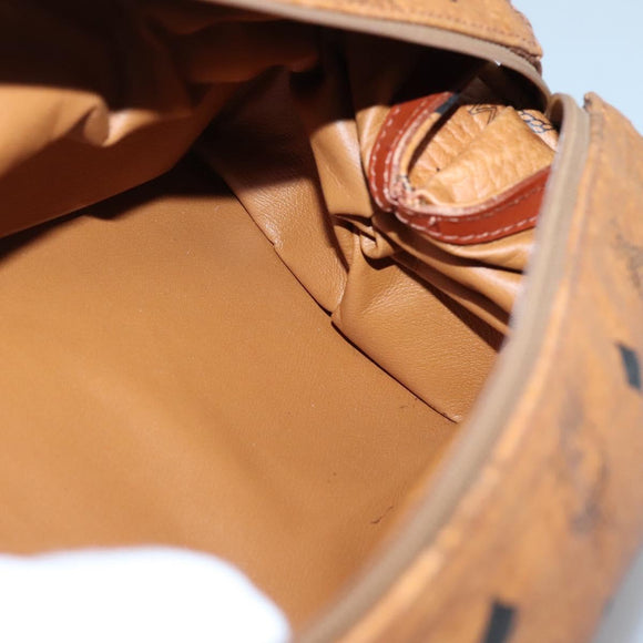 MCM Logogram Vicetos Pouch PVC Leather Brown Gold Auth BA4160