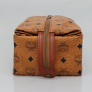 MCM Logogram Vicetos Pouch PVC Leather Brown Gold Auth BA4160-3